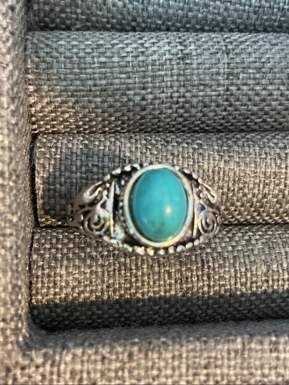 Fashion Silver Turquoise Oval Ring - Vintage Style